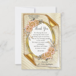 Tarjeta De Confirmación De Asistencia Efecto ripeo elegante de oro y Rosas y pájaro