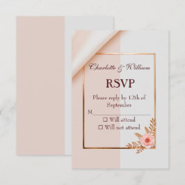 Tarjeta De Confirmación De Asistencia Efectos morados y grises suaves con flores