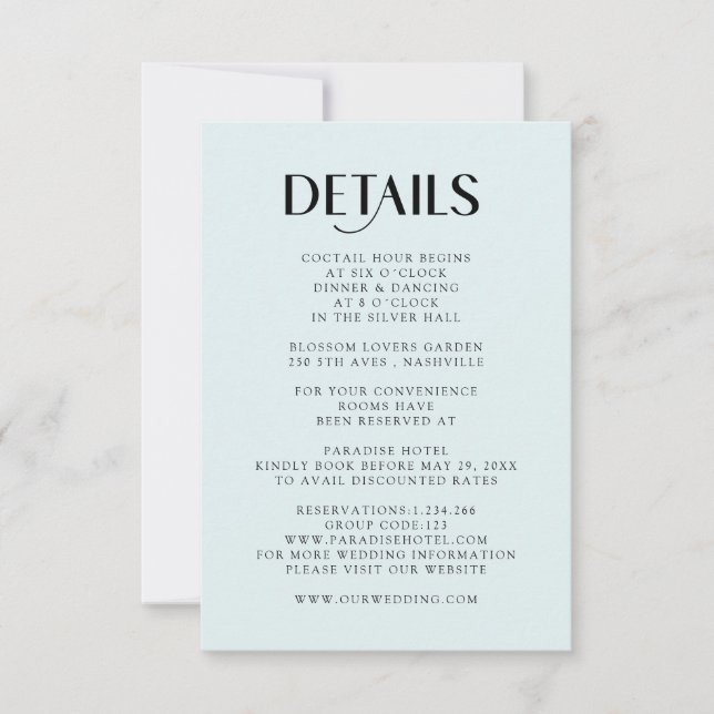 Tarjeta De Confirmación De Asistencia Einfache Moderne Wedding  Detail (Anverso)