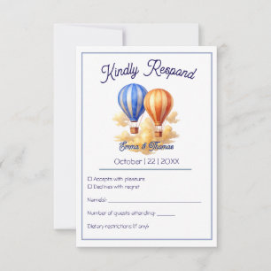 Tarjeta De Confirmación De Asistencia El amor está en el aire Boda de viajes en globo ae