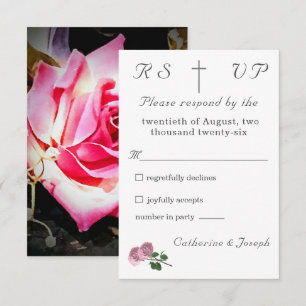 Tarjeta De Confirmación De Asistencia El amor está en el Boda de Bloom Photo/Rosa