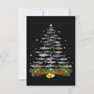 Tarjeta De Confirmación De Asistencia El árbol de Navidad del tiburón tiburón ama los re