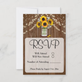 Tarjeta De Confirmación De Asistencia El Boda ruso Sunflower Mason Jar