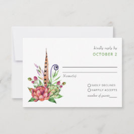 Tarjeta De Confirmación De Asistencia El Boho Rústico Suculento Cactus Greenery Boda