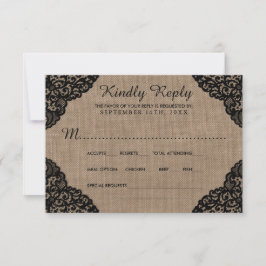 Tarjeta De Confirmación De Asistencia El Lazo Negro Sobre La Rústica Colección De Bodas 