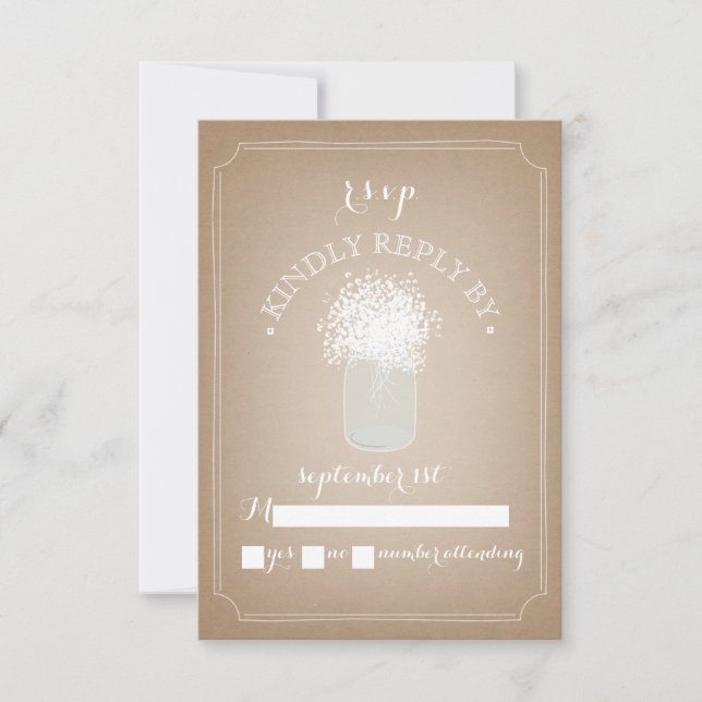 Tarjeta De Confirmación De Asistencia El libro de aliento del bebé inspiró a Mason Jar R (Anverso)