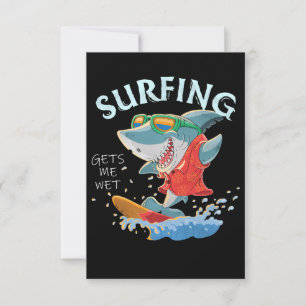Tarjeta De Confirmación De Asistencia El Surfing Me Consigue Regalos De Tiburón Gracioso