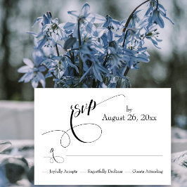 Tarjeta De Confirmación De Asistencia Elaboración Flourishes Simple Blanco y Negro