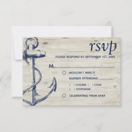 Tarjeta De Confirmación De Asistencia Elección de carne de madera de ancla náutica