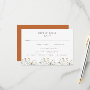 Tarjeta De Confirmación De Asistencia Elección de Comida de Boda Floral de Wild Meadow