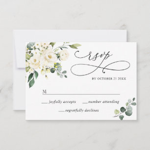 Tarjeta De Confirmación De Asistencia ELECCIÓN DE COMIDA Eucalyptus Boda Floral de rosas