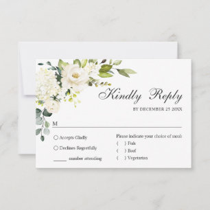 Tarjeta De Confirmación De Asistencia ELECCIÓN DE COMIDA Eucalyptus Boda Floral de rosas