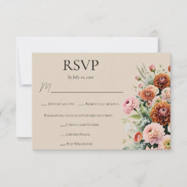 Tarjeta De Confirmación De Asistencia Elección de comida para boda floral verde salvia n