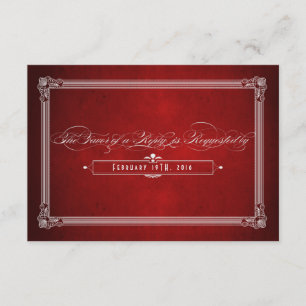 Tarjeta De Confirmación De Asistencia Elección de comida roja y plateada estilo póster v