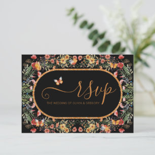 Tarjeta De Confirmación De Asistencia Elección de la comida del Boda de flores silvestre