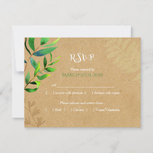 Tarjeta De Confirmación De Asistencia Elección de la comida del Boda Rústico de la veget