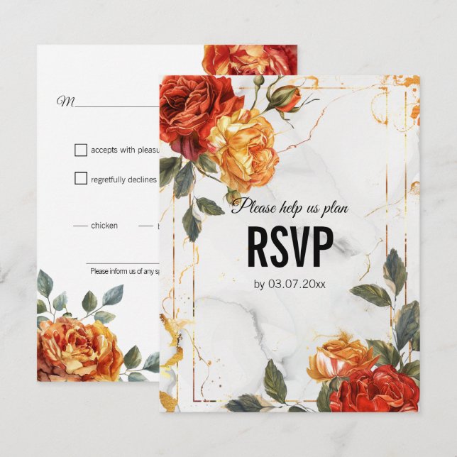 Tarjeta De Confirmación De Asistencia Elección dietética Sueños de Mármol: Elegancia Ros (Anverso / Reverso)