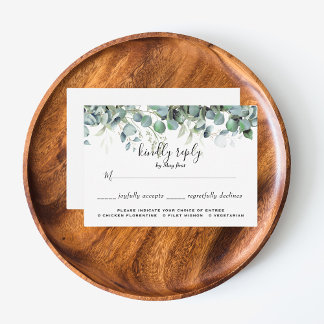 Tarjeta De Confirmación De Asistencia Elección sencilla de Boda Eucalyptus Greenery