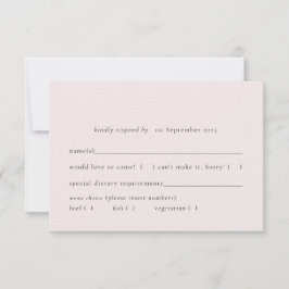 Tarjeta De Confirmación De Asistencia Elección simple de comida sólida rosa y pálida de 