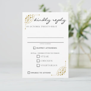 Tarjeta De Confirmación De Asistencia Elecciones de comida para casamiento en países neg