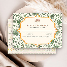 Tarjeta De Confirmación De Asistencia Elefante de Bosque Tropical Boda India