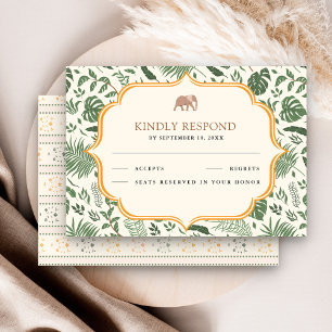 Tarjeta De Confirmación De Asistencia Elefante de Bosque Tropical Boda India