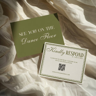 Tarjeta De Confirmación De Asistencia Elegancia de dinero antiguo código QR de boda en v