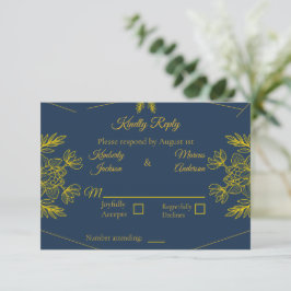 Tarjeta De Confirmación De Asistencia Elegancia Dorada Boda Horizontal