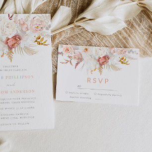 Tarjeta De Confirmación De Asistencia Elegancia elegante: Boda floral de Rubor sin ley