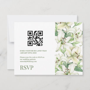 Tarjeta De Confirmación De Asistencia Elegancia Flor de LILY Código QR