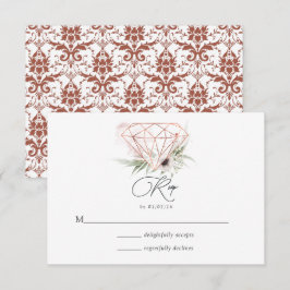 Tarjeta De Confirmación De Asistencia Elegancia Rústica Boda de diamantes geométricos de