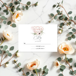 Tarjeta De Confirmación De Asistencia Elegancia Rústica Boda de diamantes geométricos de