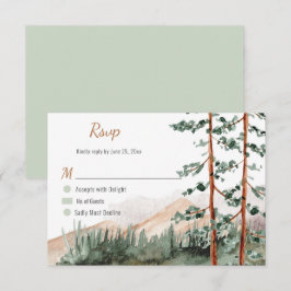 Tarjeta De Confirmación De Asistencia Elegancia Rústica Montañas Bosque Pinos Árboles de