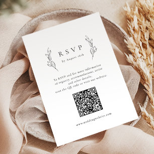 Tarjeta De Confirmación De Asistencia Elegancia simple vegetación botánica boda de códig