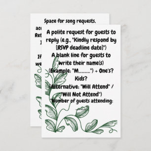 Tarjeta De Confirmación De Asistencia Elegancia verde Acento gráfico de hoja verde