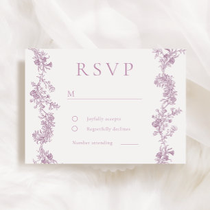 Tarjeta De Confirmación De Asistencia Elegancia vintage: Rosa polvoriento Boda floral de