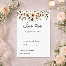 Tarjeta De Confirmación De Asistencia Elegant Anemone Wildflower Botanical Wedding 