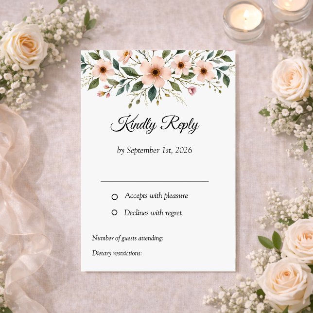 Tarjeta De Confirmación De Asistencia Elegant Anemone Wildflower Botanical Wedding  (Subido por el creador)