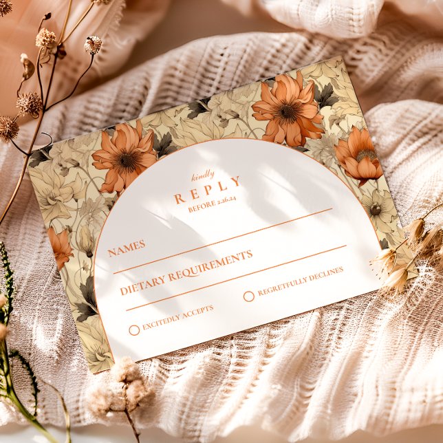 Tarjeta De Confirmación De Asistencia Elegant Autumn Botanical Wedding (Subido por el creador)