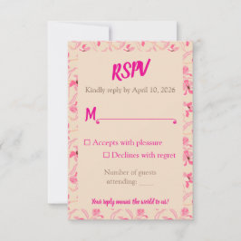 Tarjeta De Confirmación De Asistencia Elegant Beige & Blush Pink Floral Wedding