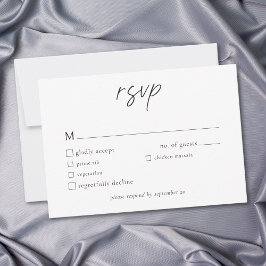 Tarjeta De Confirmación De Asistencia Elegant Black White Minimalist Wedding