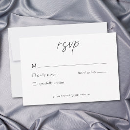 Tarjeta De Confirmación De Asistencia Elegant Black White Minimalist Wedding