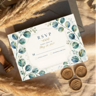 Tarjeta De Confirmación De Asistencia Elegant Blue Eucalyptus Watercolor