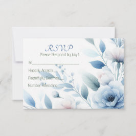 Tarjeta De Confirmación De Asistencia Elegant Blue Floral 