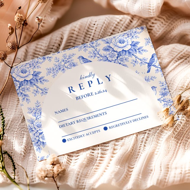 Tarjeta De Confirmación De Asistencia Elegant Blue Floral Graduation Party (Subido por el creador)