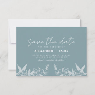 Tarjeta De Confirmación De Asistencia Elegant Blue Floral Wedding Save the Date Card