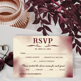 Tarjeta De Confirmación De Asistencia Elegant Burgundy Ivory Minimalist Retro Wedding