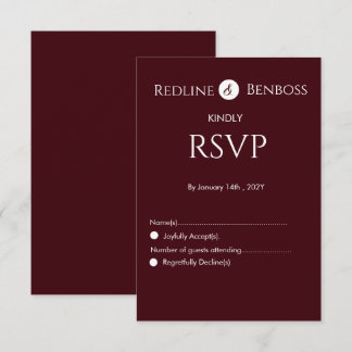 Tarjeta De Confirmación De Asistencia Elegant Burgundy Minimalist Wedding 