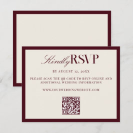 Tarjeta De Confirmación De Asistencia Elegant Burgundy Old Money Wedding
