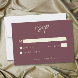 Tarjeta De Confirmación De Asistencia Elegant Burgundy Wine Minimalist Wedding